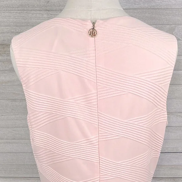 TOMMY HILFIGER Textured Sleeveless Bodycon Knee Length Dress Pink-12 - Picture 5 of 5